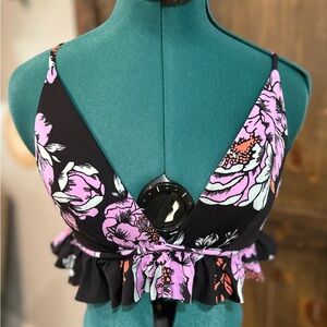 (M) Maaji Miramar Ruffle Floral Reversible Bikini Top